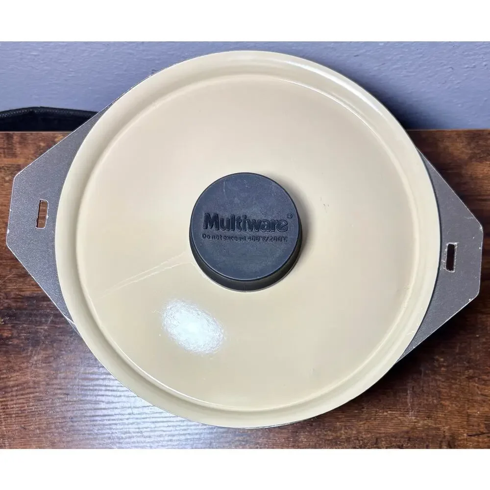 Vintage Multiware 8” Harvest Wheat Enamel Coated Aluminum Casserole Dish